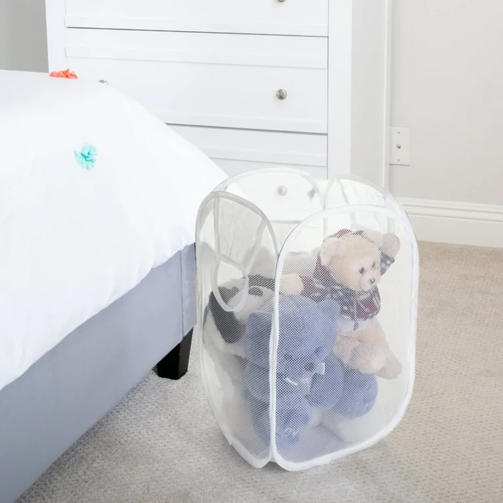 Mainstays White Pop-up Mesh Hamper 13